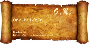 Orr Milán névjegykártya
